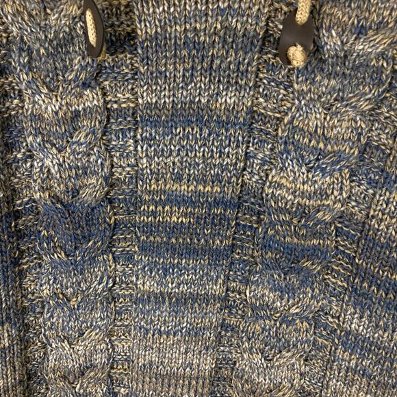 NWOT LEIF NELSON Hoodie Sweater L Aztec Cable-Knit Mock-Neck Drawstring Wool - Picture 5 of 14